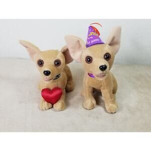 Taco Bell Chihuahua New Year 2000 Merchandise 6" Stuffed Animal Plush x2 Vtg